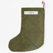 Petite Chaussette De Noël Motif géométrique or Elegant Vert (Dos)