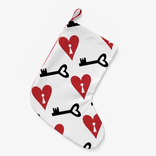 Petite Chaussette De Noël Motif graphique élégant et transparent avec coeurs (Devant (Accrochage))