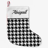Petite Chaussette De Noël Motif Houndstooth personnalisé noir noir (Devant)