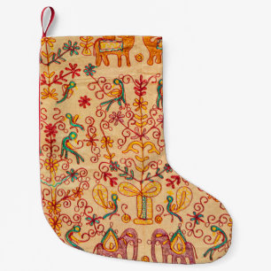 Petite Chaussette De Noël Motif indien en tissu, tissu, inde, orné