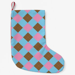 Petite Chaussette De Noël Motif Jacquard bleu et rose