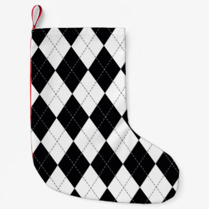 Petite Chaussette De Noël Motif Jacquard sans couture en noir et blanc. Géo