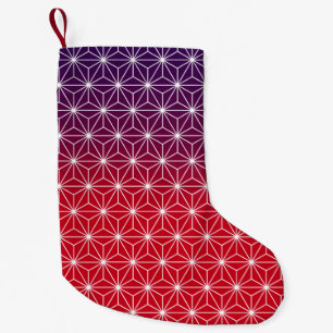 Petite Chaussette De Noël Motif japonais étoile traditionnel rouge & violet