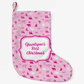Petite Chaussette De Noël Motif Longhorns à motifs roses (Devant)