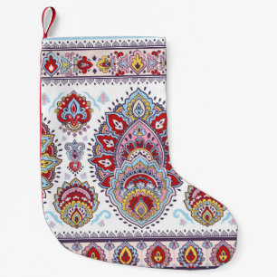Petite Chaussette De Noël Motif médaillon de paisley floral indien. Ethnique