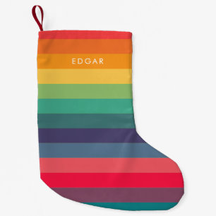Petite Chaussette De Noël Motif moderne à rayures colorées