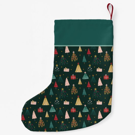 Petite Chaussette De Noël Motif moderne de l'arbre de Noël personnalisé (Dos)