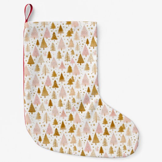 Petite Chaussette De Noël Motif moderne Pink and Gold Tree (Devant)