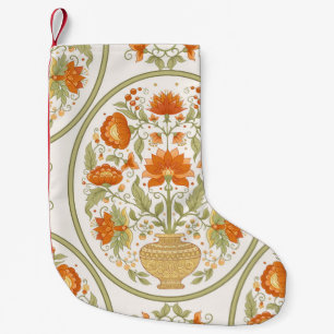Petite Chaussette De Noël Motif mughal traditionnel, fleurs d'imaginaire rét