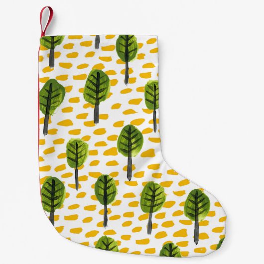 Petite Chaussette De Noël Motif Naïve Green Black Tree (Devant)