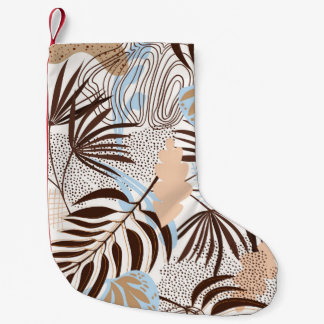 Petite Chaussette De Noël Motif naturel abstrait et transparent sur fond bla