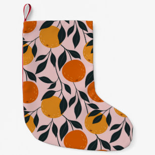 Petite Chaussette De Noël Motif orange vibrant