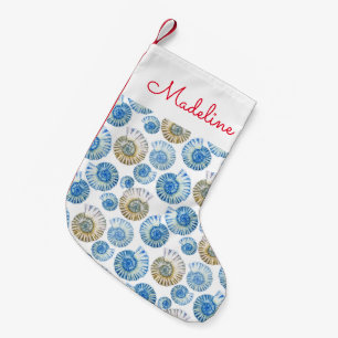 Petite Chaussette De Noël Motif Pastel Seashell Ajouter votre nom