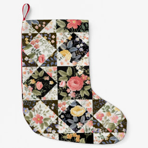 Petite Chaussette De Noël motif patchwork transparent avec fleurs