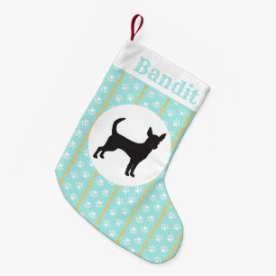 Petite Chaussette De Noël Motif personnalisé de patte et d'os d'Aqua de