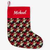 Petite Chaussette De Noël Motif Poinsettia variable avec nom (Devant)