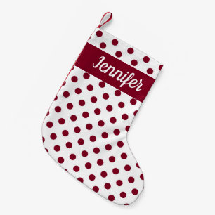 Petite Chaussette De Noël Motif pois bordeaux moderne