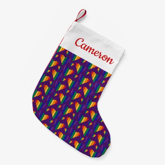 Petite Chaussette De Noël Motif Rainbow Hearts (Devant (Accrochage))