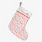Petite Chaussette De Noël Motif Red White Snowflakes avec nom (Devant (Accrochage))