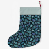 Petite Chaussette De Noël Motif rétro Monogram Blue Paisley (Dos)