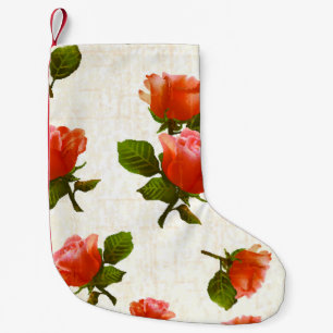 Petite Chaussette De Noël motif rose, arrière - plan vintage.