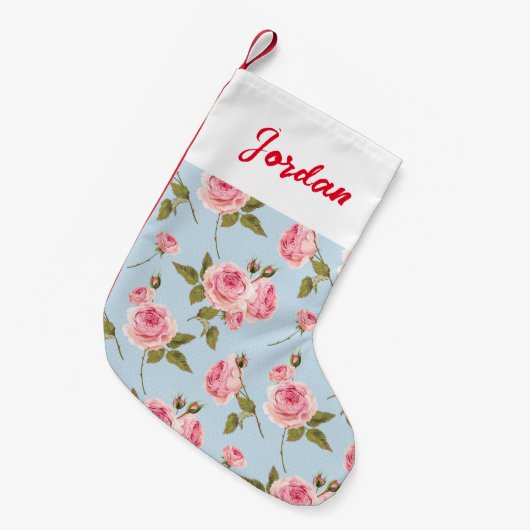 Petite Chaussette De Noël Motif rose et Pois (Devant (Accrochage))
