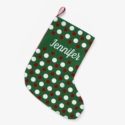Petite Chaussette De Noël Motif rouge vert moderne personnalisé (Devant (Accrochage))