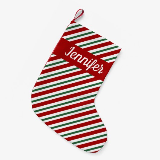 Petite Chaussette De Noël Motif rouge vert rayé (Devant (Accrochage))