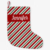 Petite Chaussette De Noël Motif rouge vert rayé (Devant)