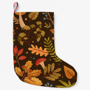 Petite Chaussette De Noël Motif sans charme décoré de feuilles d'automne, po