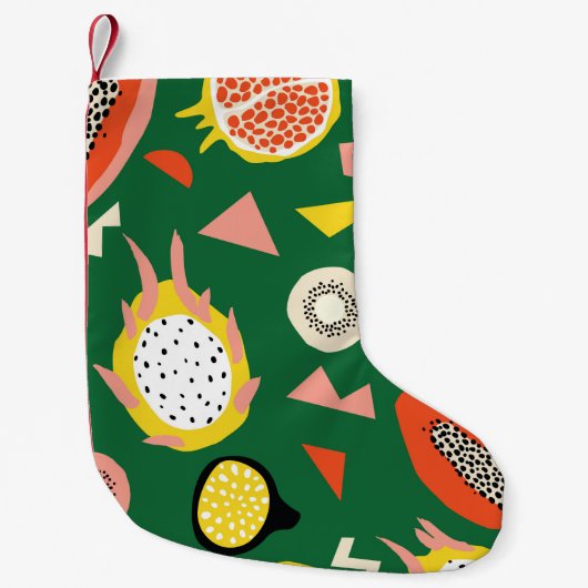 Petite Chaussette De Noël Motif sans couture aux fruits tropicaux (Devant)