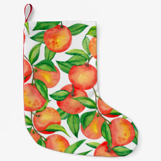 Petite Chaussette De Noël Motif sans couture avec aquarelle fruit mandarin e