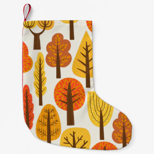Petite Chaussette De Noël Motif sans couture avec arbres. Automne