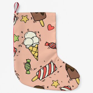Petite Chaussette De Noël Motif sans couture avec crème glacée et lollipop