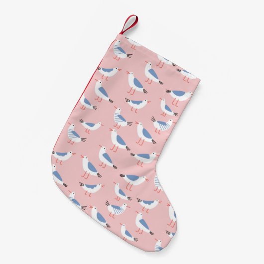 Petite Chaussette De Noël Motif sans couture avec de mignons mouettes (Devant (Accrochage))