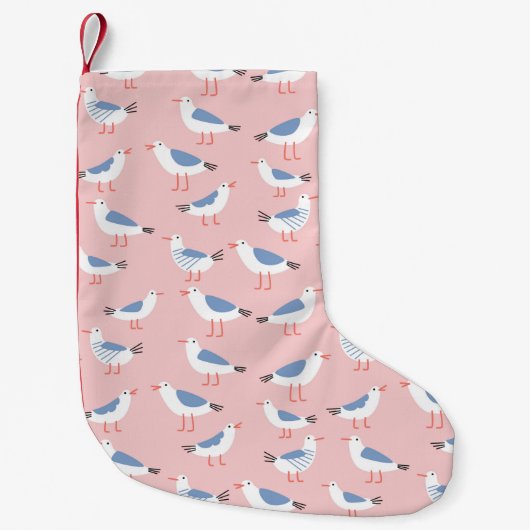 Petite Chaussette De Noël Motif sans couture avec de mignons mouettes (Devant)