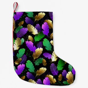 Petite Chaussette De Noël Motif sans couture avec des plumes de Mardi Gras
