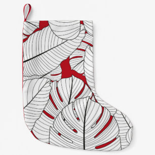 Petite Chaussette De Noël Motif sans couture avec feuilles tropicaux en roug