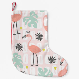 Petite Chaussette De Noël Motif sans couture avec flamants roses et feuilles