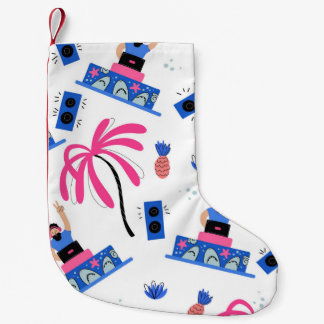 Petite Chaussette De Noël Motif sans couture avec joyeux dj palmiers pineapp