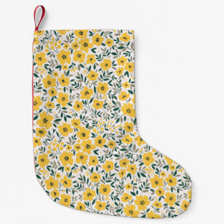 Petite Chaussette De Noël Motif sans couture avec petites fleurs jaunes