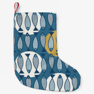 Petite Chaussette De Noël Motif sans couture avec poisson bleu inspiré de s