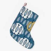 Petite Chaussette De Noël Motif sans couture avec poisson bleu inspiré de sc (Devant (Accrochage))