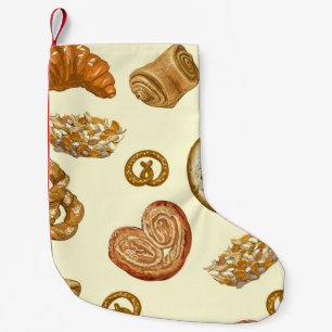 Petite Chaussette De Noël Motif sans couture avec produit de boulangerie