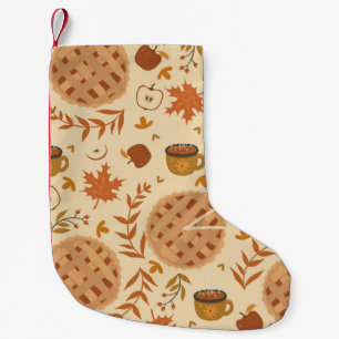 Petite Chaussette De Noël Motif sans couture avec tarte aux pommes, pommes e