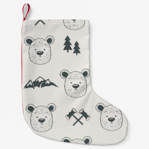 Petite Chaussette De Noël Motif sans couture avec tête d'ours, ours, mou
