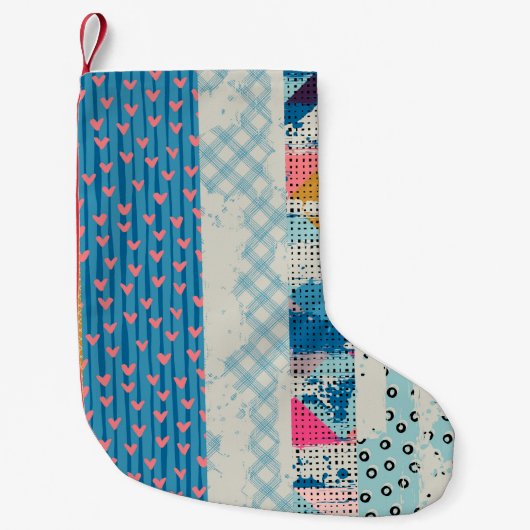 Petite Chaussette De Noël Motif sans couture, carreaux patchwork. (Devant)