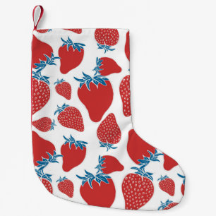 Petite Chaussette De Noël Motif sans couture de fraise dessinée à la main. a