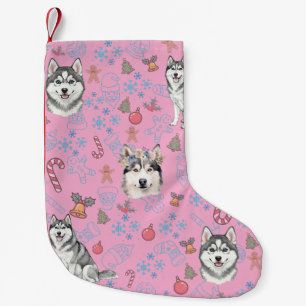 Petite Chaussette De Noël Motif sans couture de Noël d'hiver de chien Husky