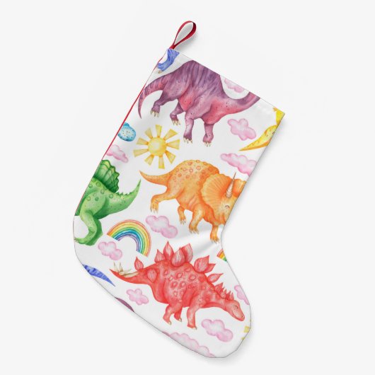 Petite Chaussette De Noël Motif sans couture représentant des dinosaures col (Devant (Accrochage))